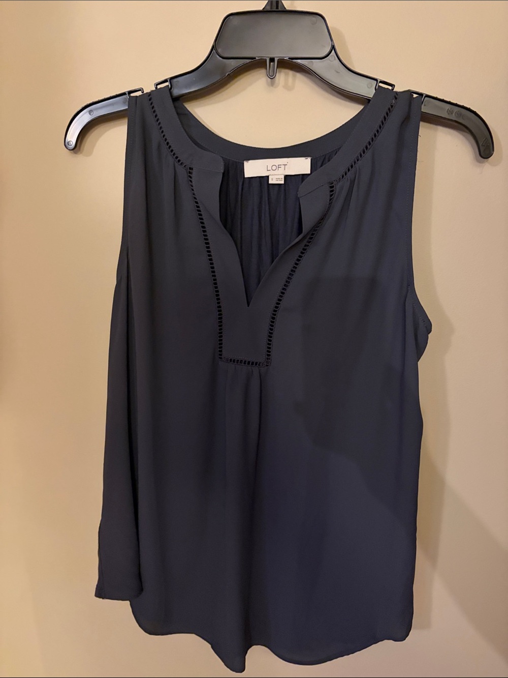 LOFT Charcoal Sleeveless Split V-Neck Camisole
